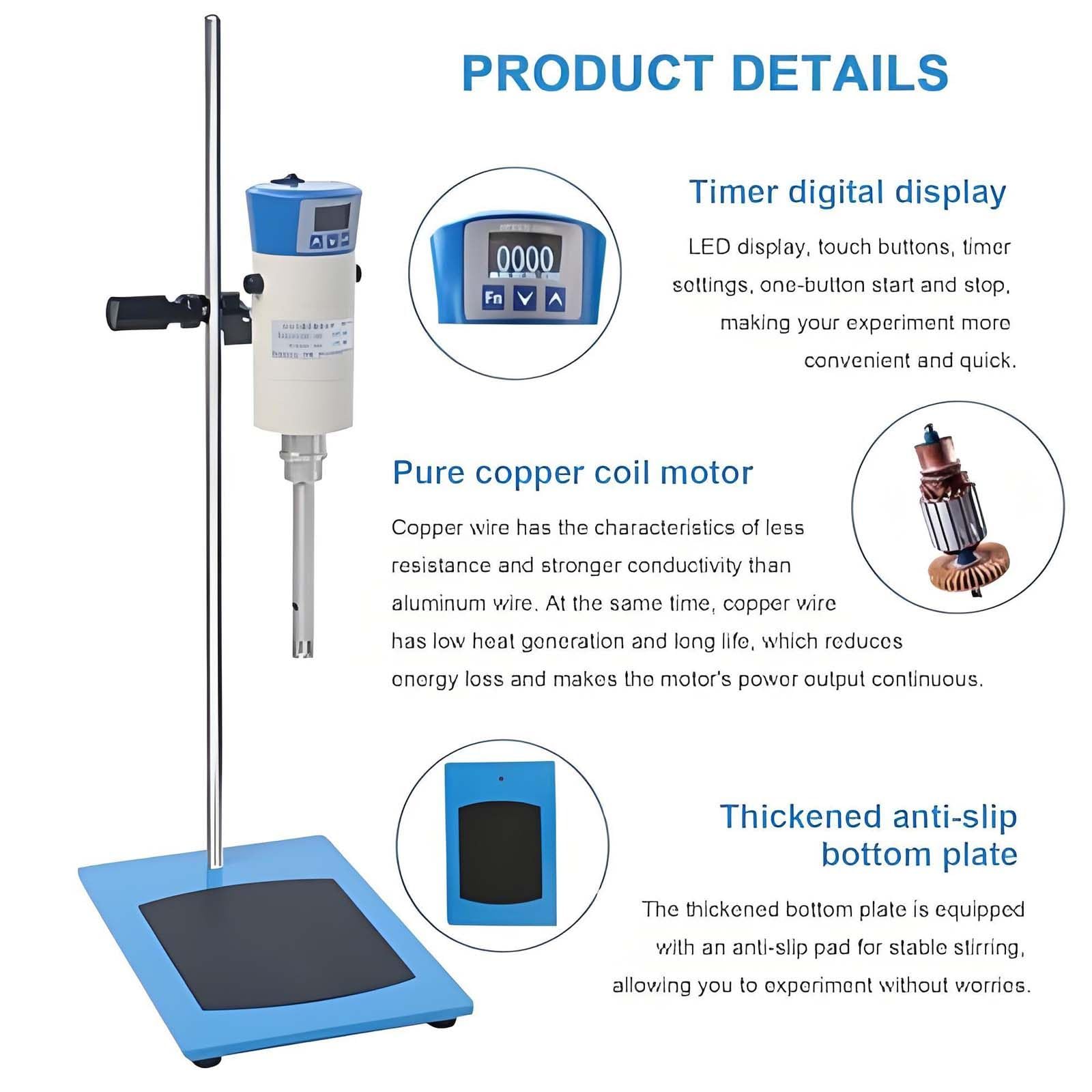 Mezclador y homogeneizador de Alto cizallamiento, Mezclador y homogeneizador de Laboratorio, emulsionante y dispersor de Alta Velocidad para Alimentos, cosméticos y Pinturas. FJ200-SH