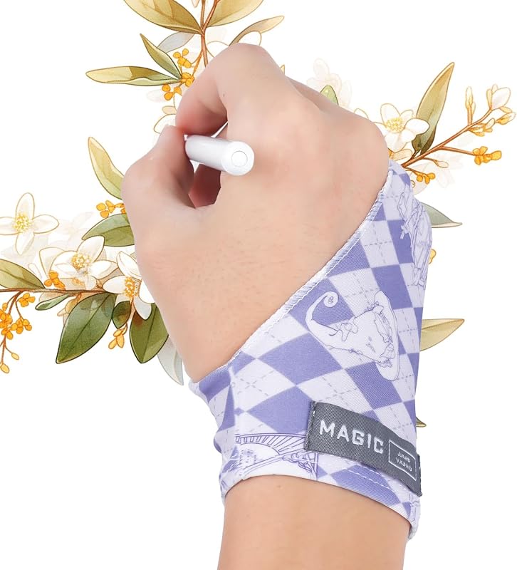 Artist Drawing Glove for Graphic Drawing Tablet, Fits Left and Right Hand | Two Fingers Digital Art Glove for Drawing Tablet, iPad, Monitor Painting, Paper Sketching(Purple, Size S, 2.8x7.4inch)