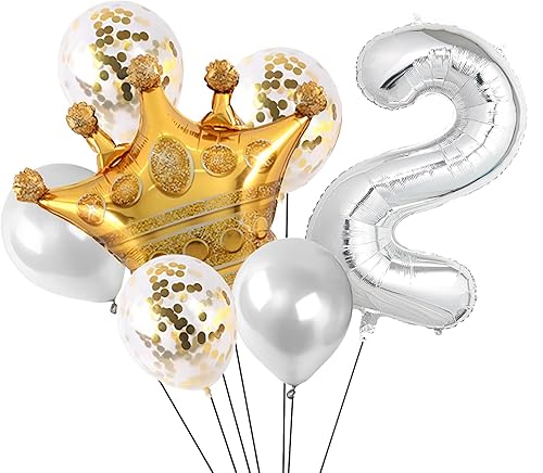 Miniatura 2 de Globo plateado del número 2 de 40 pulgadas, lámina de mylar, 1 unidad, perfecto para fiestas, bodas, despedidas de soltera, cumpleaños, despedidas