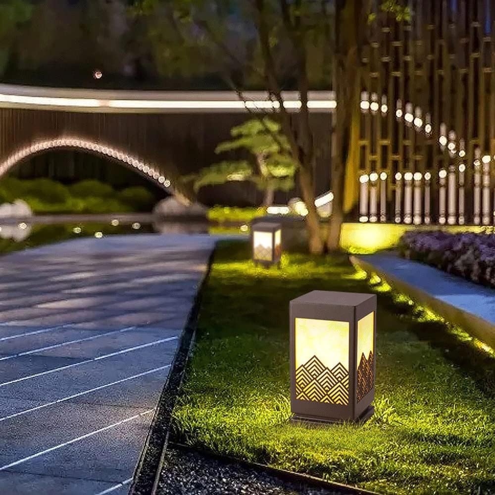 Iluminación for vallas de terraza y exteriores, luces de poste cuadrado, lámpara de columna impermeable IP55 for patio y camino.