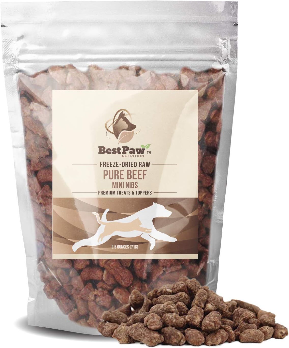 YSECTLAABBCC GonHui WA Pure Paw Nutrition Beef Nib Raw Treats Toppers Entrees for Dog and Cat Food (Treat Size)