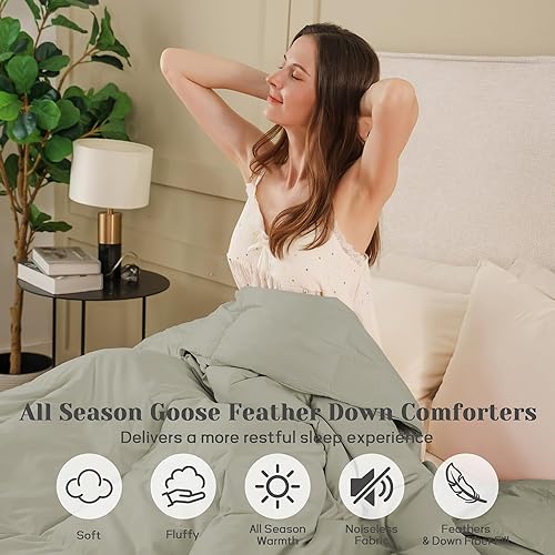 Miniatura 7 de Joysoul - Edredón de plumón tamaño Queen - Inserto de edredón de lujo para todas las estaciones de hotel, ultra suave con relleno de fibra de plumón