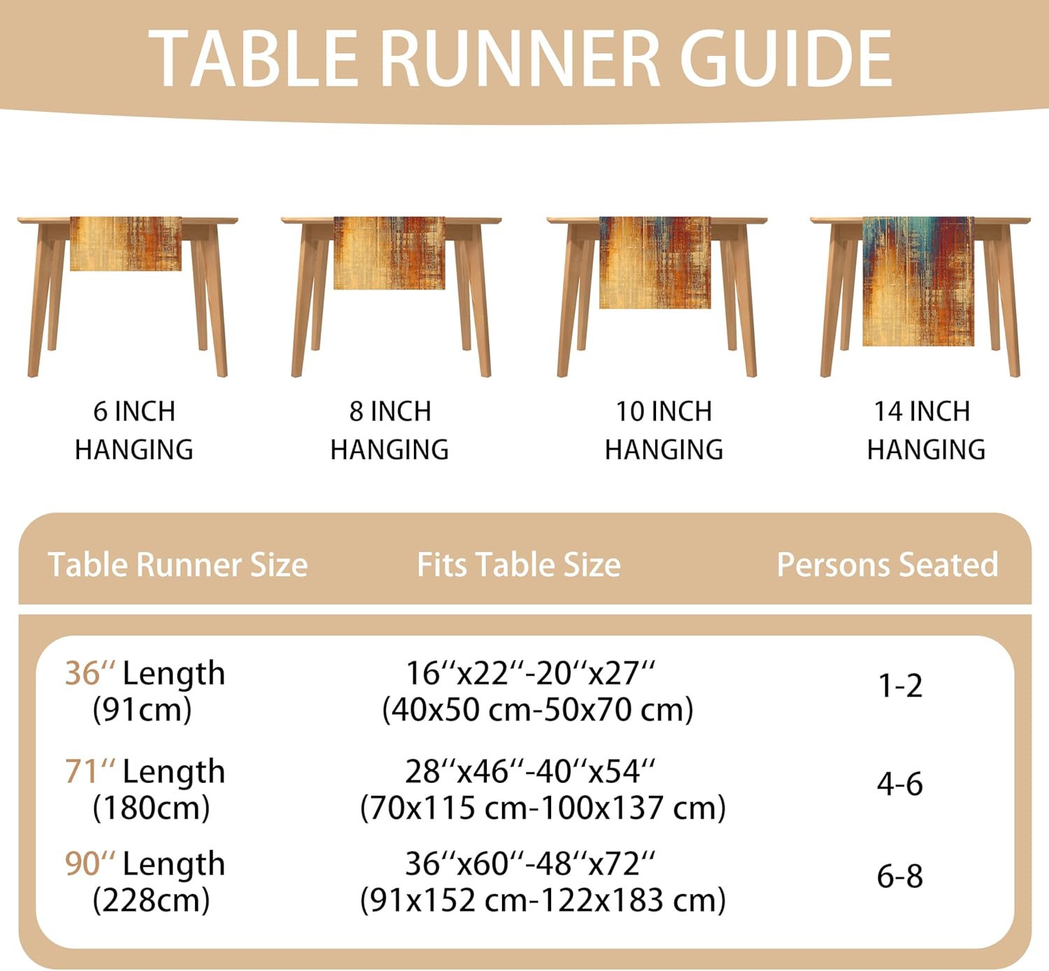 Small Table Runner Vintage Abstract Blue and Orange Table Runner Messy Rust Painting Farmhouse Coffee Table Runners for Kitchen Dining Table Home Decor 36