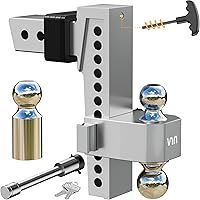 Vista 1 de VNN 10 Inch Drop Hitch 2.5 Inch Receiver - Interchangeable 3 Solid Ball Mount 1-7/8", 2", 2-5/16"(18,500 LBS GTW), Heavy Duty Aluminum Adjustable
