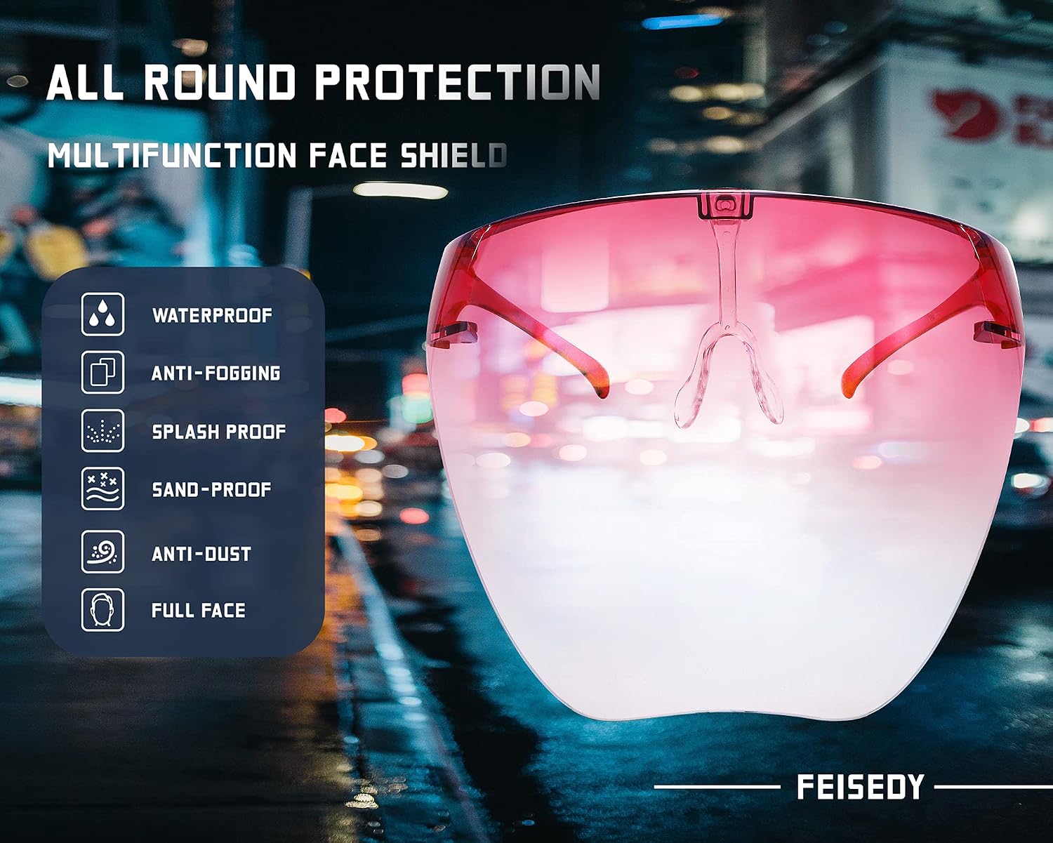 FEISEDY Full Cover Face Visor Protective Glasses Mirror Shield Sunglasses Anti Fog B2781