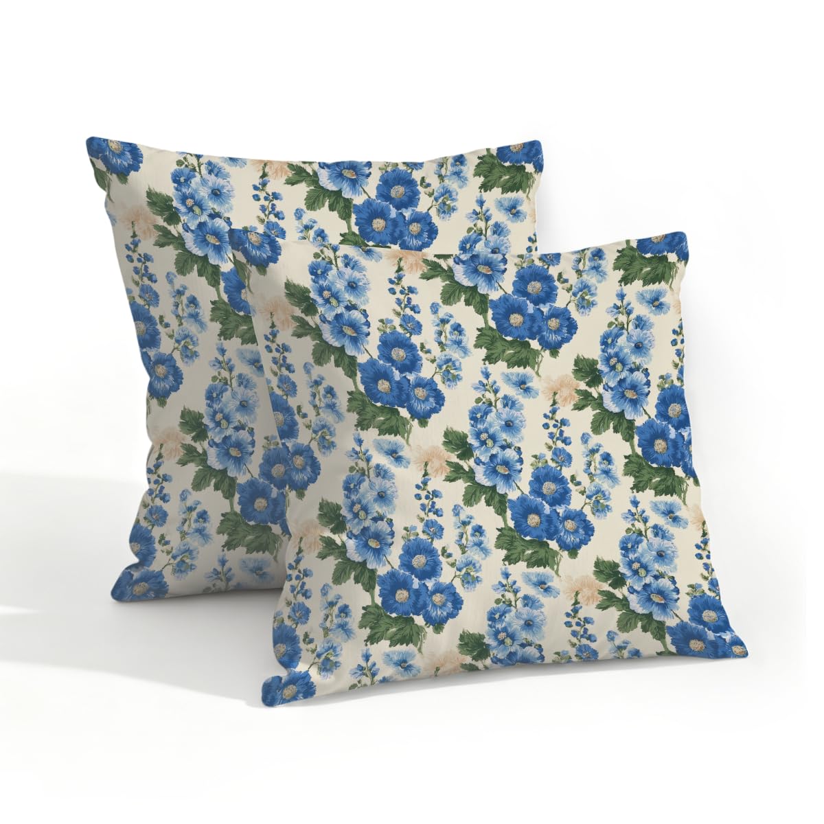 Outdoor Pillow Covers Waterproof Pillowcases 18x18in Set of 2 Blue Floral Wildflowers Decorative Throw Cushion Case for Couch Sofa Garden Patio Furniture