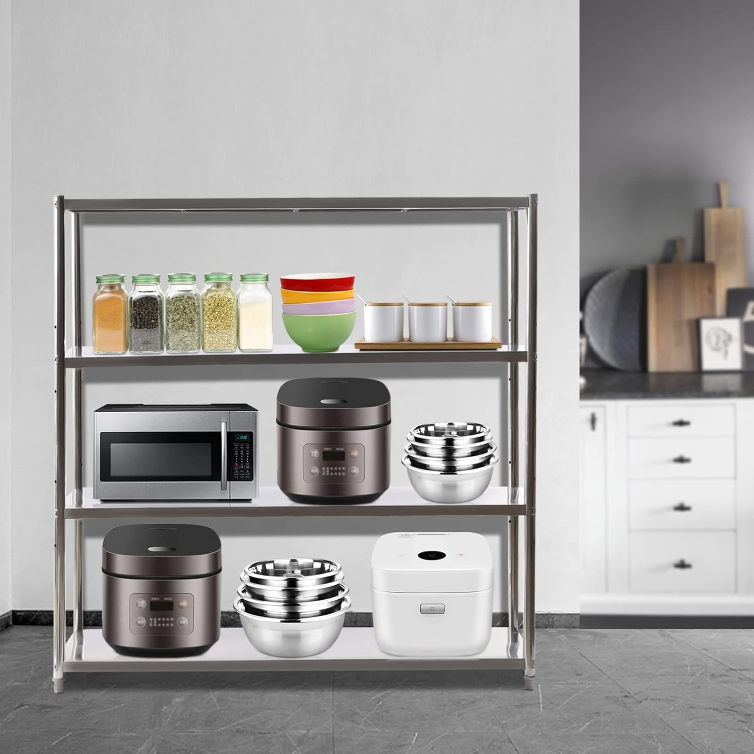 EEYBLAEEY Stainless Steel Shelves, Rack Shelving Heavy Duty