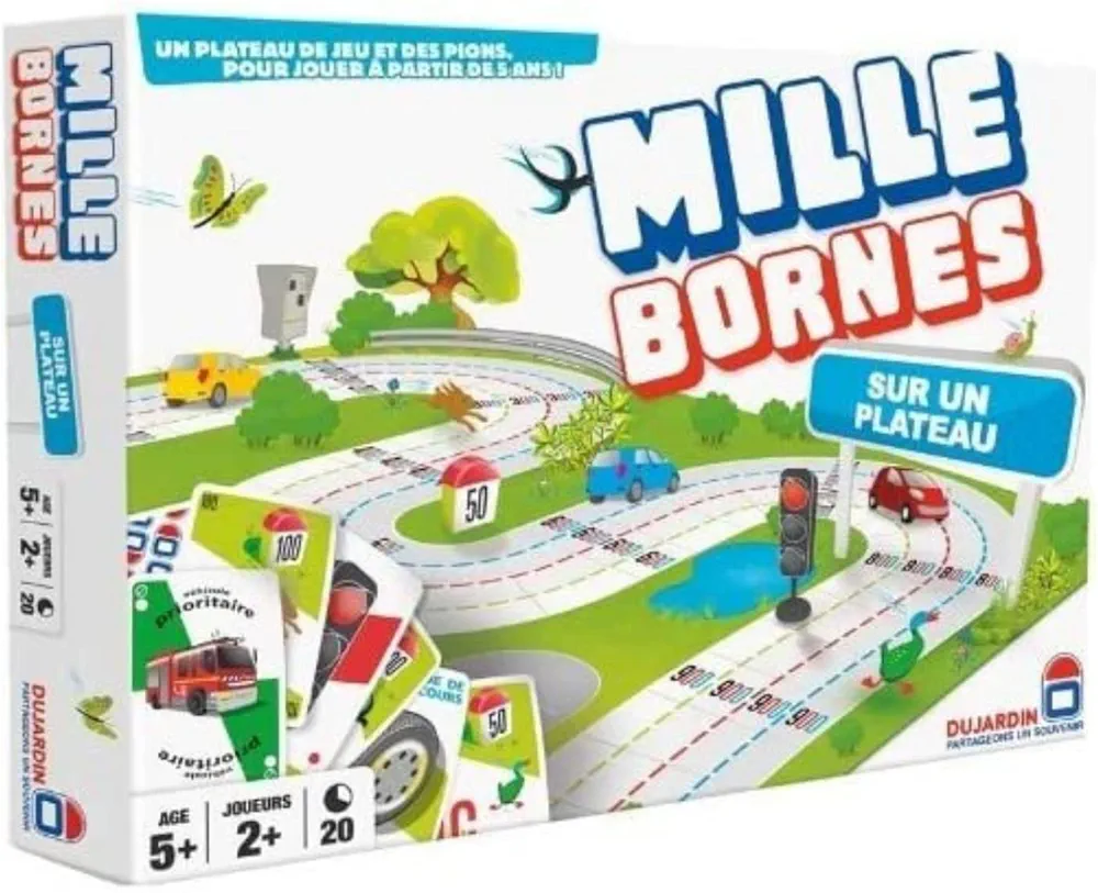 Dujardin – Mille Bornes sur Un Plateau - Grand Classique – Jeu de société – Jeu de Plateau – A Jouer en Famille ou Entre Amis – Jeu Familial – 2 Joueurs et Plus – Dès 5 Ans