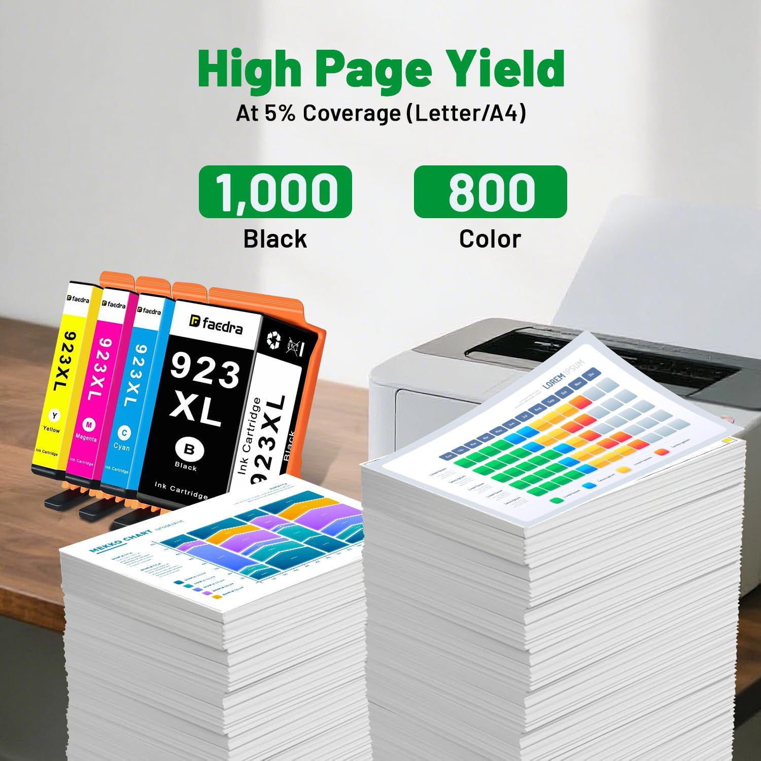 Faedra 923XL Ink Cartridges Compatible for HP 923XL 923 XL Ink Cartridges image 3