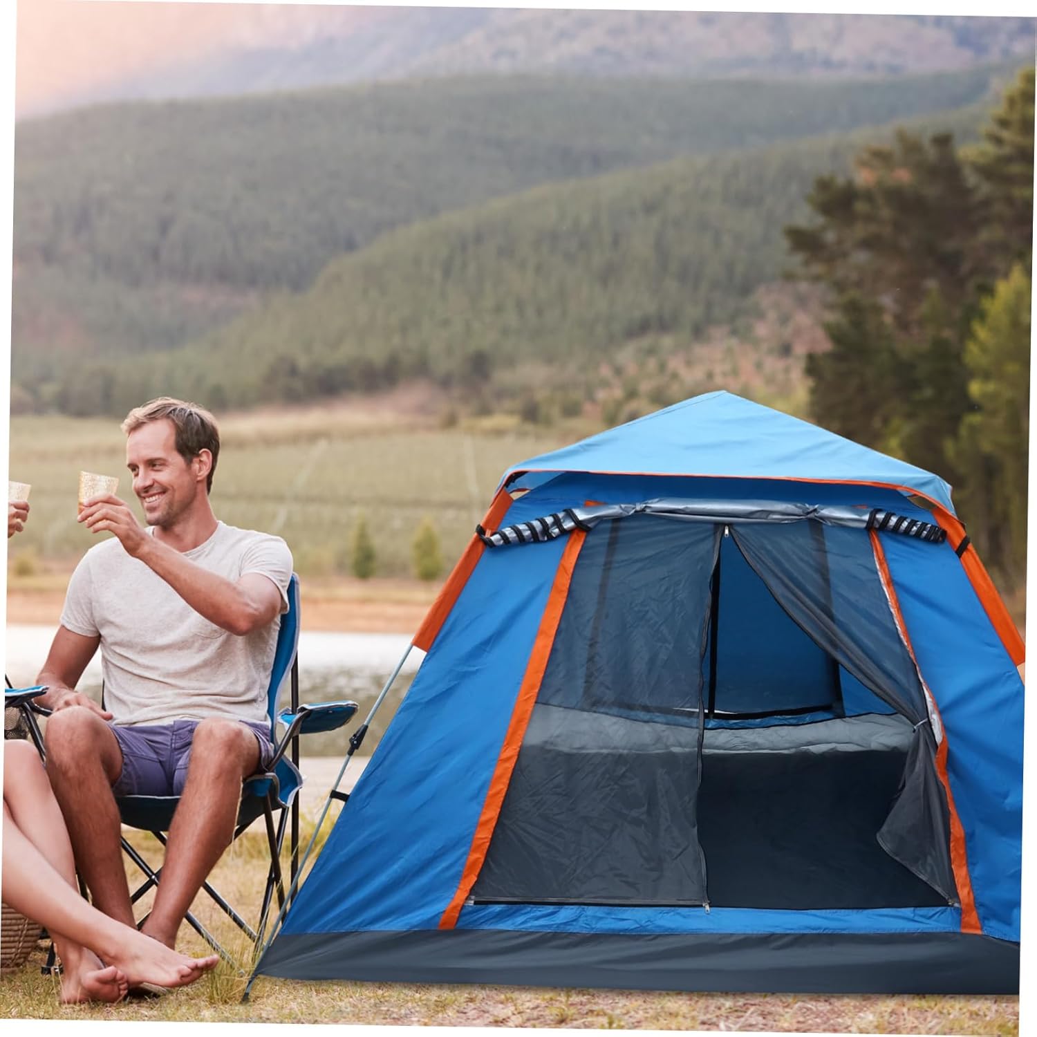 Folding Camping Tent Oxford Cloth Spacious for People Easy Setup Outdoor Shelter for Hiking and Family Adventures