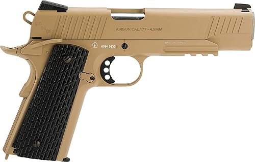 Miniatura 2 de Evike Swiss Arms SA 1911 MRP CO2 - Pistola de aire de 0.177 in (color: bronceado)