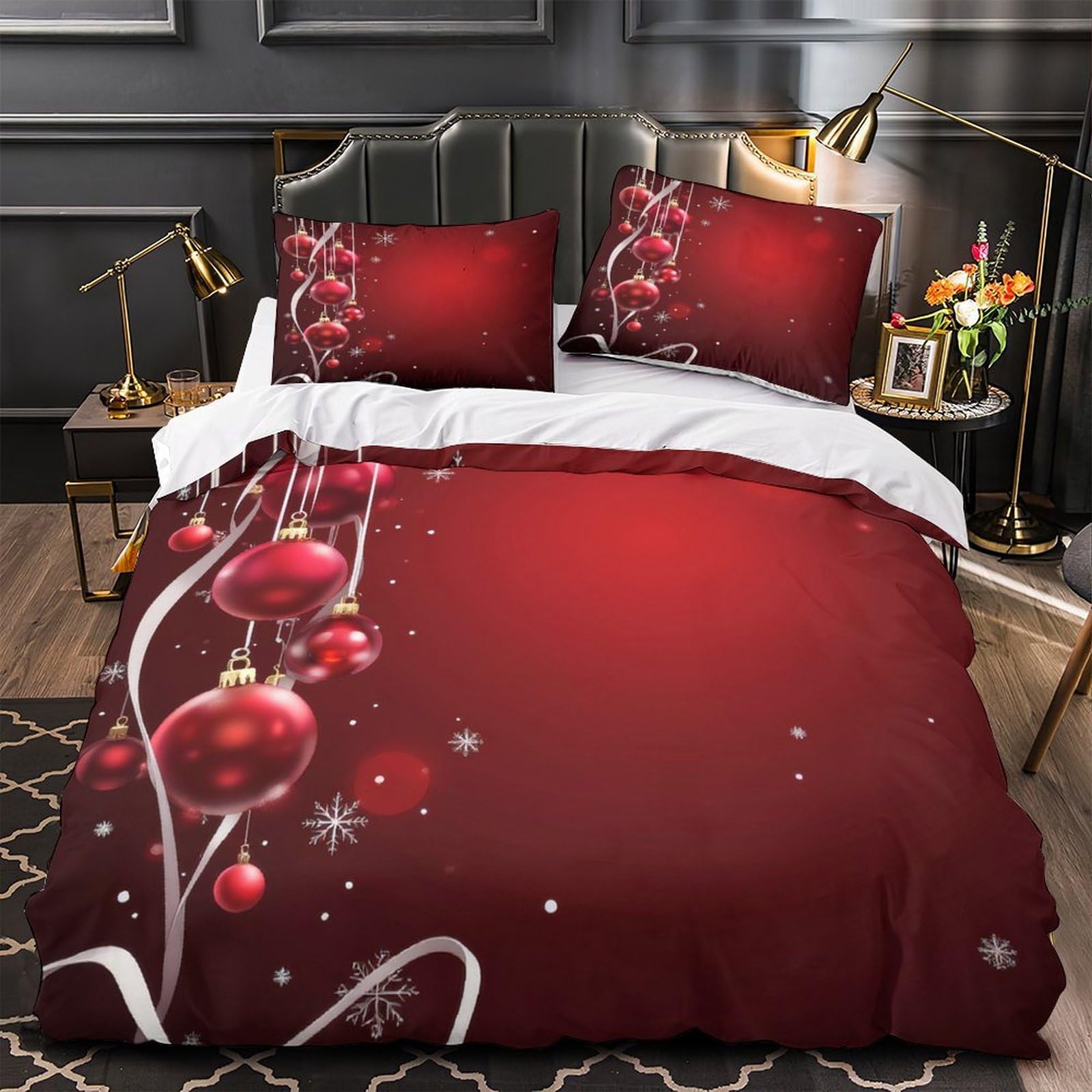 Housse de couette Noël hypoallergénique 220x240cm pour stopper les allergies