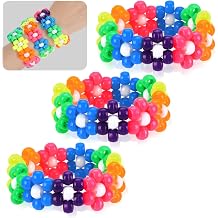 Kandi Bracelets Floral Stretchy Multicolor Beads Kandi Cuff Rave Accessories Jewelry Music Party Favor for Women Friends EDM Party Music Festival