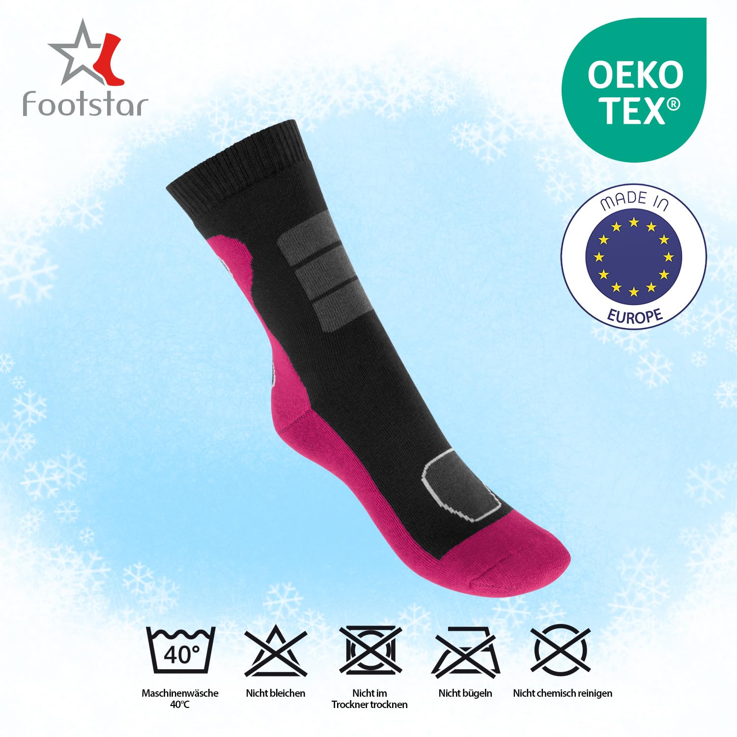 Footstar Calzini termici per bambini (6 paia) colorati invernali in spugna piena