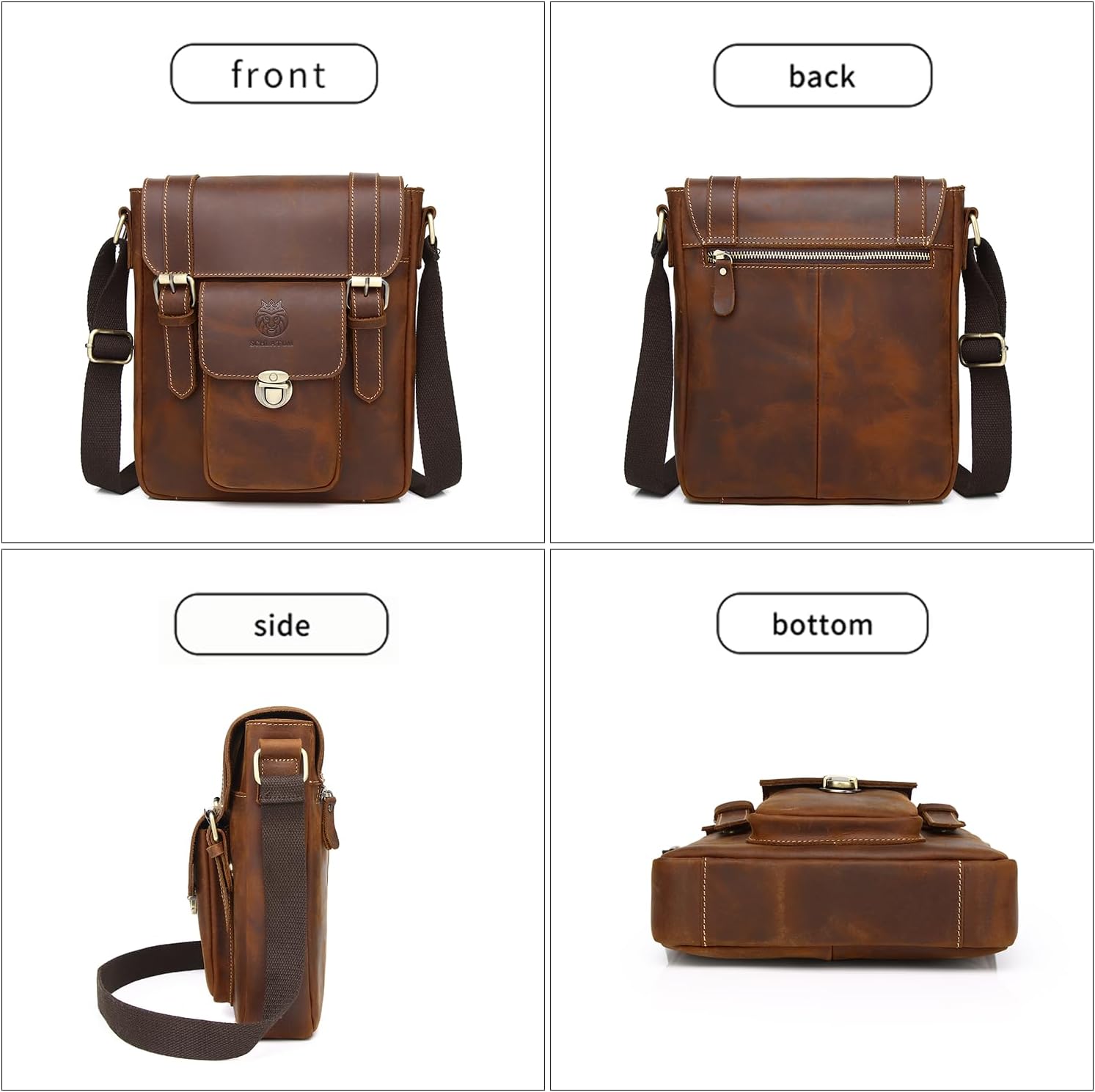 Leather Messenger Bag for Men Vintage Man Purse Mens Handbag Leather Crossbody Shoulder Bag for Work Travel | Vintage, Man Purse, for Work, Travel