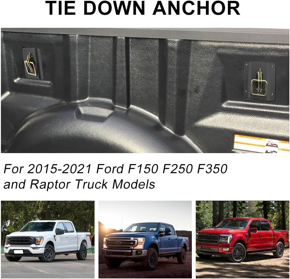 4-Pack Tie Down Anchors Kit with Plates & Cleats Compatible with Boxlink F-150/F-250/F-350/Raptor/Super Duty 2015-2025 Truck Bed Accessories Replacement for FL3Z99000A64B FL3Z-9928408-AB (Gold)