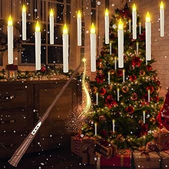 12 Schwebende Kerzen Mit Zauberstab - Magische LED Kerzen Für Halloween & Partys