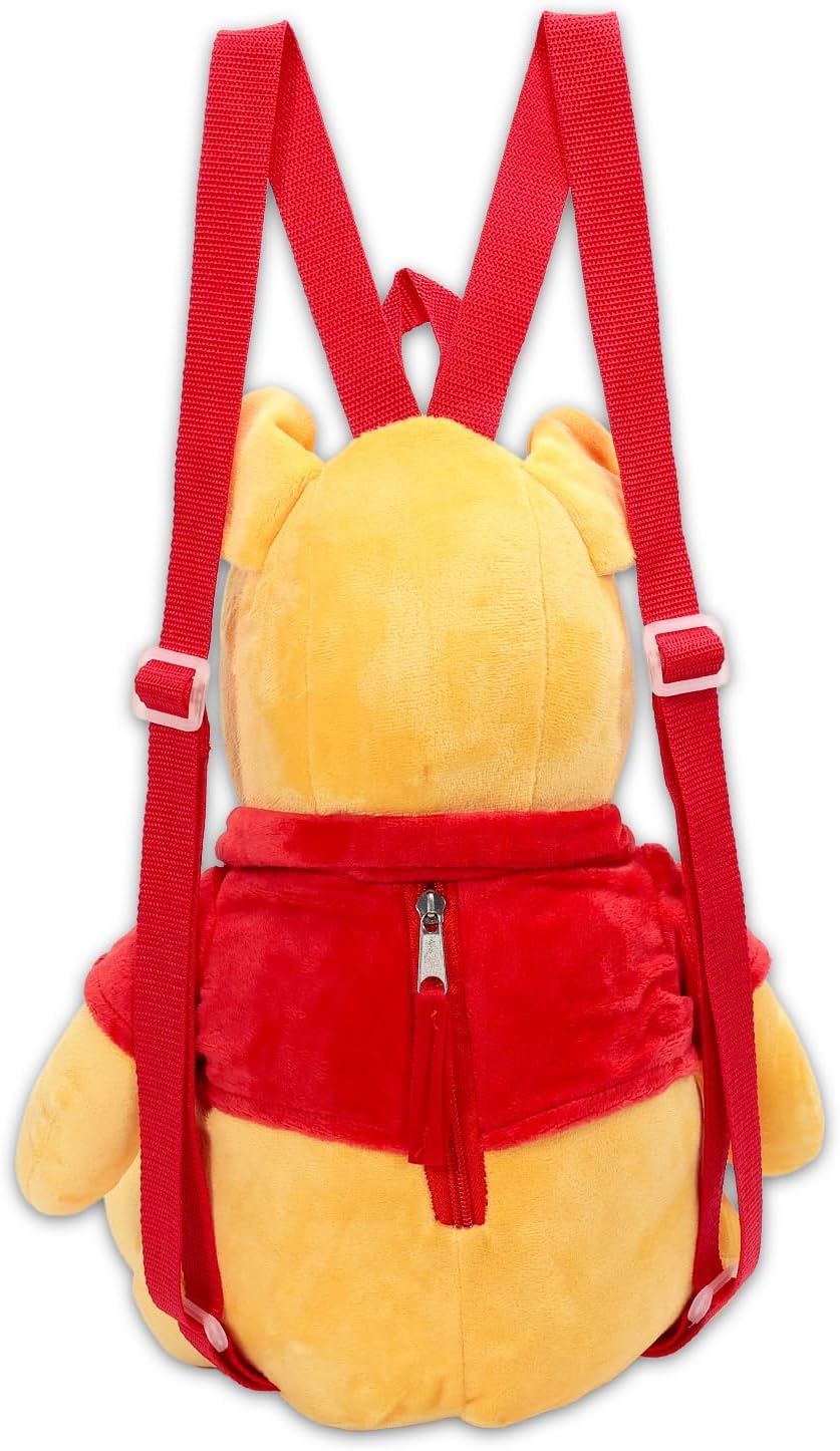 Winnie The Pooh Plushie Backpack Set - Bundle with 16" Disney Plush Doll with Carrying Straps Plus Stickers, More | Pooh Bear Plush Bag
