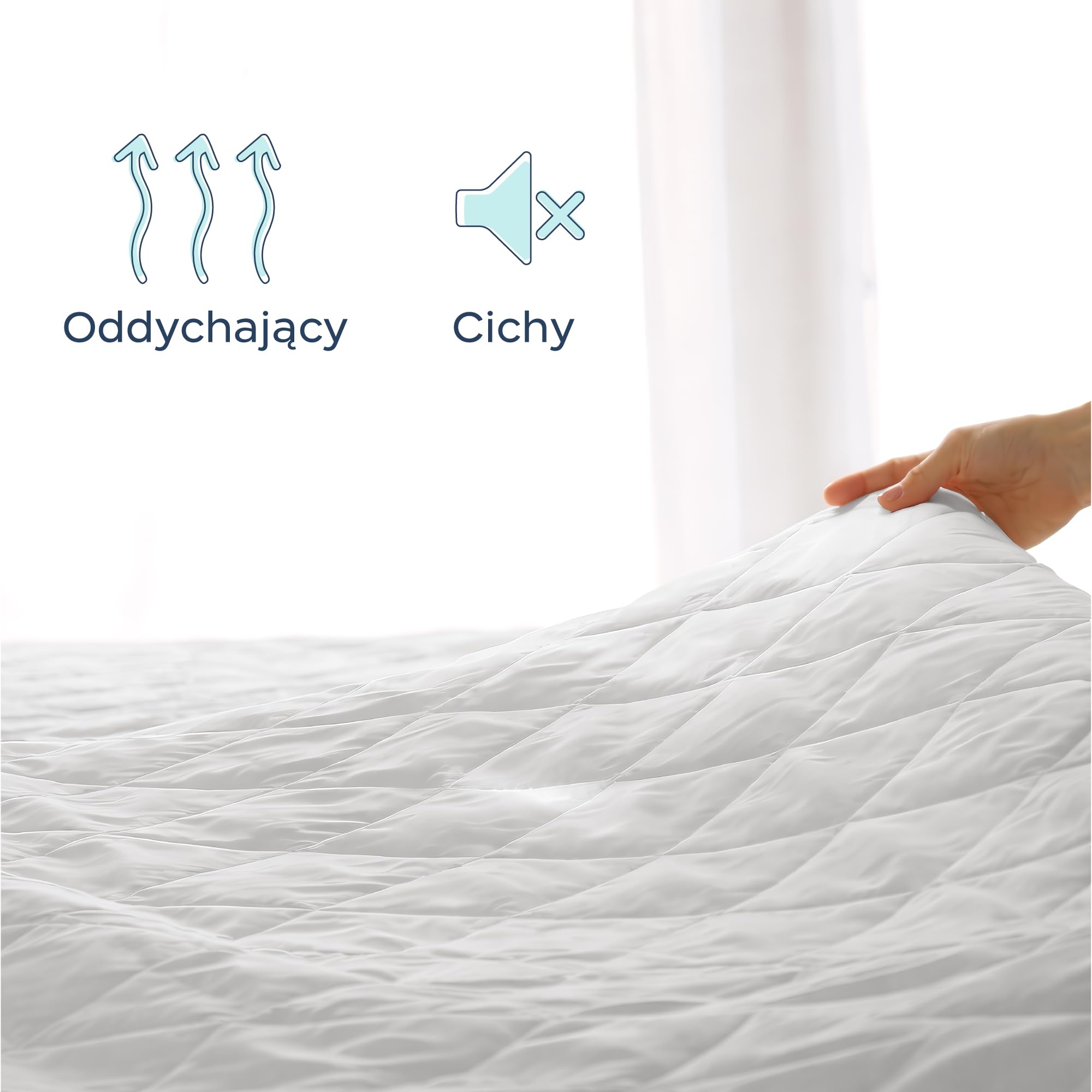 Ochraniacz na materac Twinzen pikowany 160x200 cm - Nakładka na materac 160x200 z gumką dookoła, do kieszeni do 40 cm - Oeko-Tex, nie wodoodporny