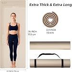 ILILI Tapis de yoga 10mm Épaisseur supplémentaire, 193x70×1.0cm Extra longue, double couleur antidérapante TPE Matériel, Facile à transporter avec la sangle, Idéal pour le yoga, Pilates, Exercice au sol, Usage à la maison et en plein air, Eco Friendly