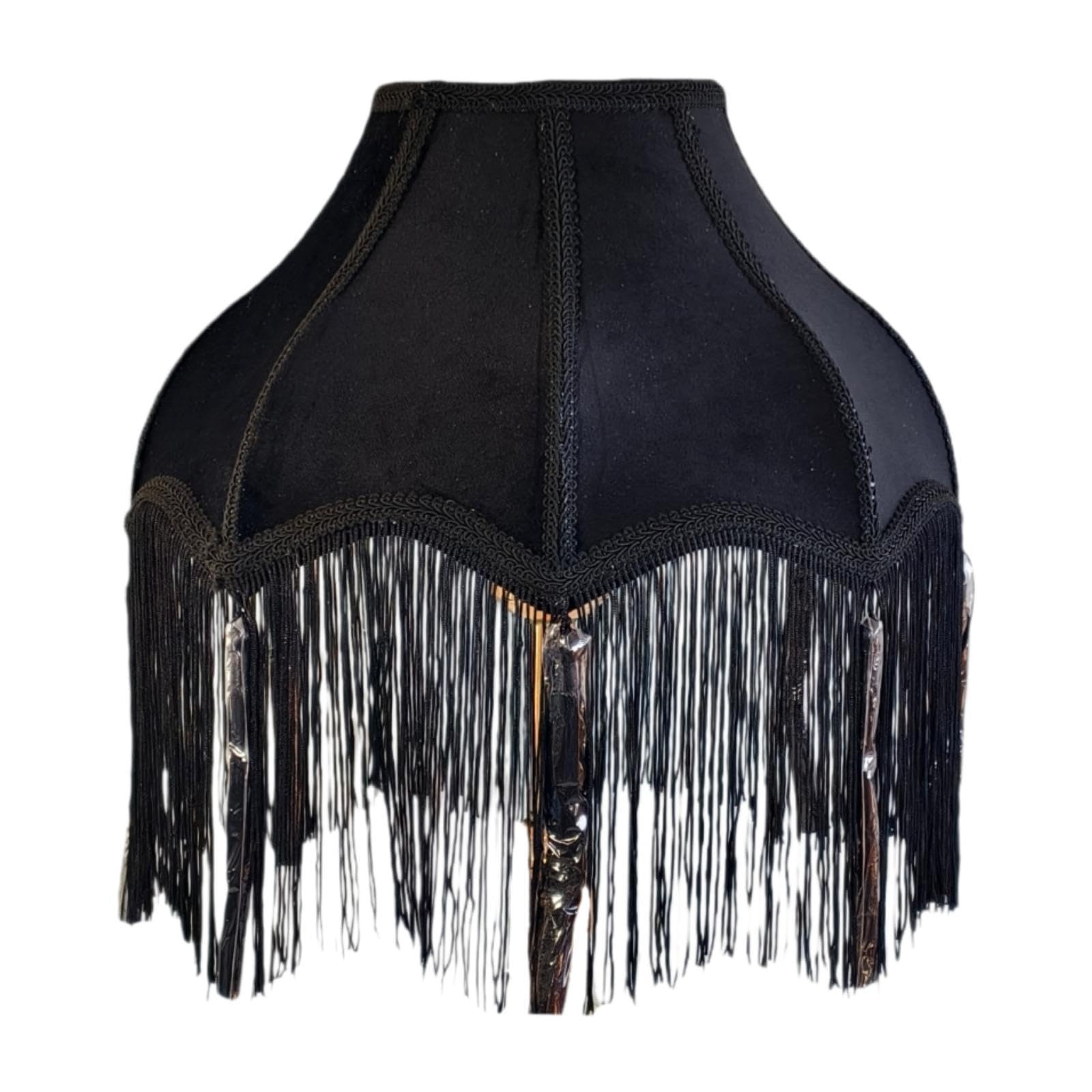 Flax Rustic-Chic Cloth Petal Lampshade, Floor Light Cloth Shade, Lamp Cover, Pendant Light Lamp Shade, Chandelier Shade Replacement, Decor for Hotel Home Ceiling Dining Room (Black Tassel New)