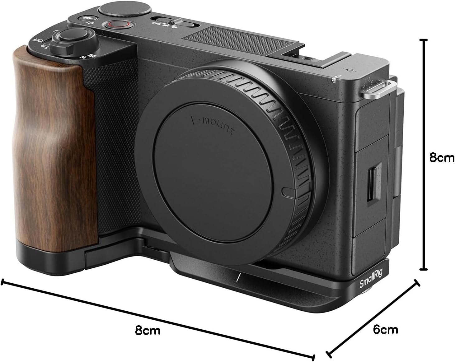 SMALLRIG ZV-E10 II L-Shape Plate with Wooden Handle, Handgrip for Sony ZV-E10 II, Built-in Quick Release Plate for Arca, 1/4"-20 Holes - 4864 - Image 9