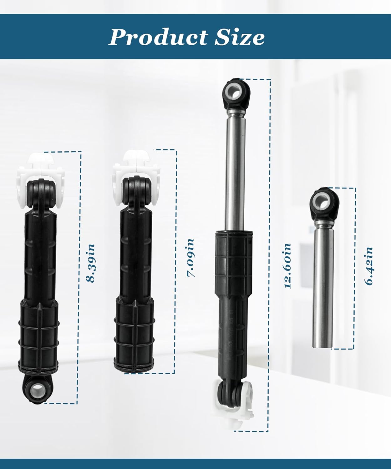 WH01X20826 Washer Damper Shock Absorber Kit Fits For GE Washer GFW450SSM1WW,Replaces WH01X10343 AP4265856 WH01X10385 WH01X10425 AH1482318 EA1482318 WH01X10260 PS1482318,With 4 Shock and 4 Pins