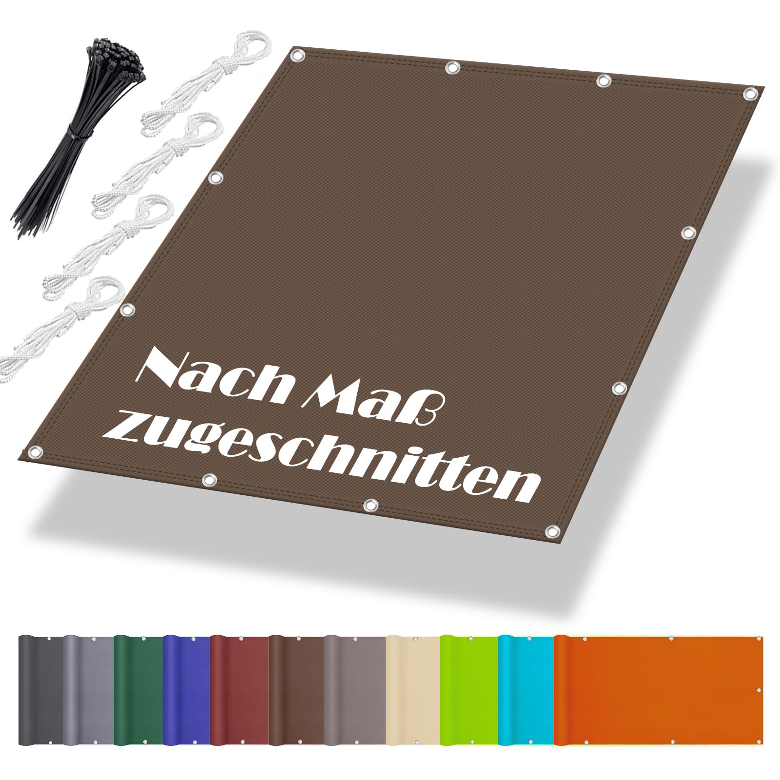 KLGFBDC Waterproof Balcony Awning 1.5 x 3.6m UV Protection Canopy for Garden & Patio Weatherproof Sun Shade in Various Sizes & Colors with Mounting Ropes Brown