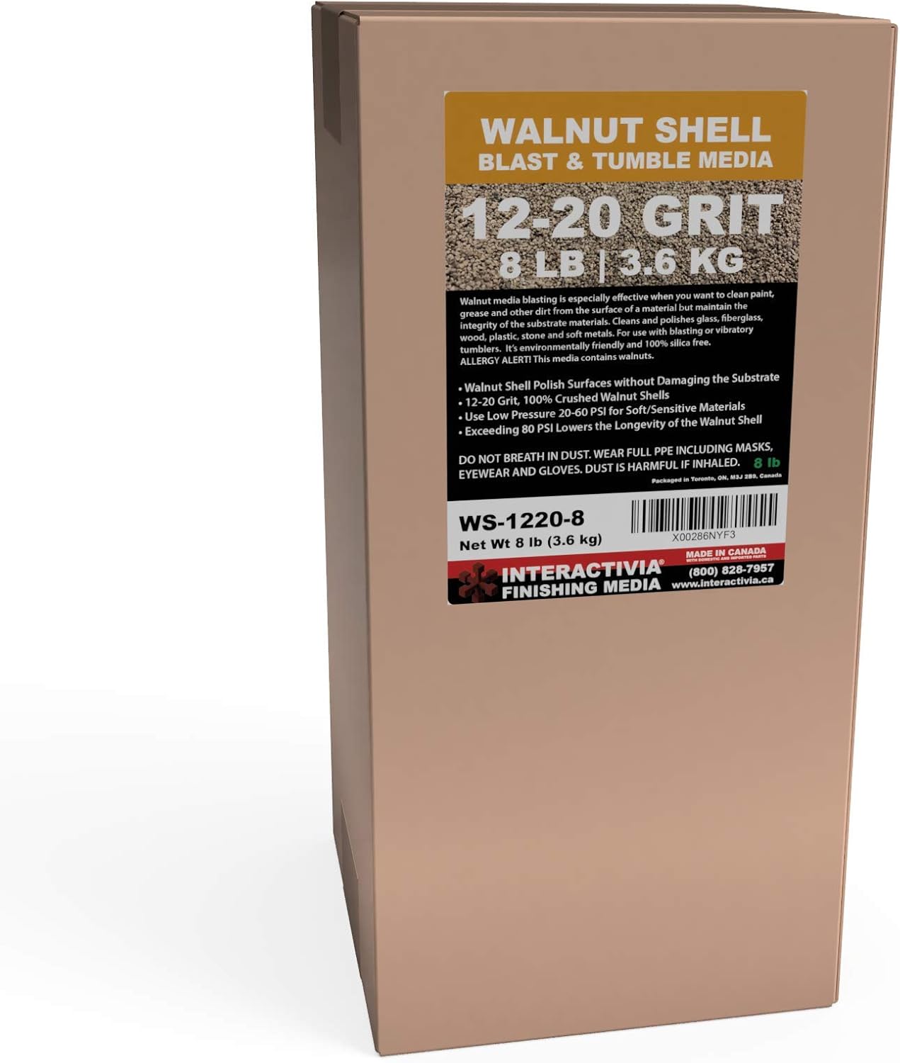 8 lbs or 3.6 kg Ground Walnut Shell Media 12-20 Grit - Medium Course Walnut Shells for Tumbling, Vibratory Or Blasting