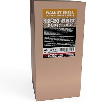 8 رطل أو 3.6 كجم من خشب الجوز المطحون 12-20 Grit - قذائف الجوز متوسطة الدورة للاهتزاز أو الاهتزاز أو التفجير