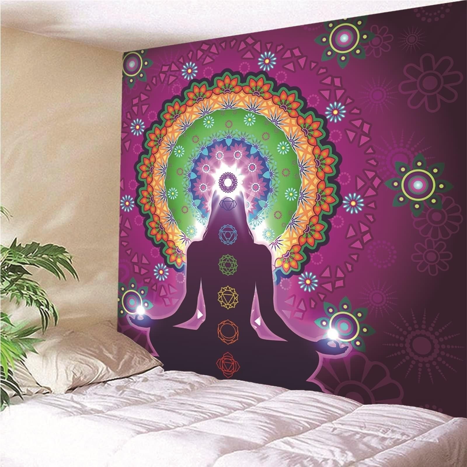 Wycian Arazzo da parete Mandala Hippie XXL multicolore Mandala microfibra 350 x 256 cm (larghezza x altezza)