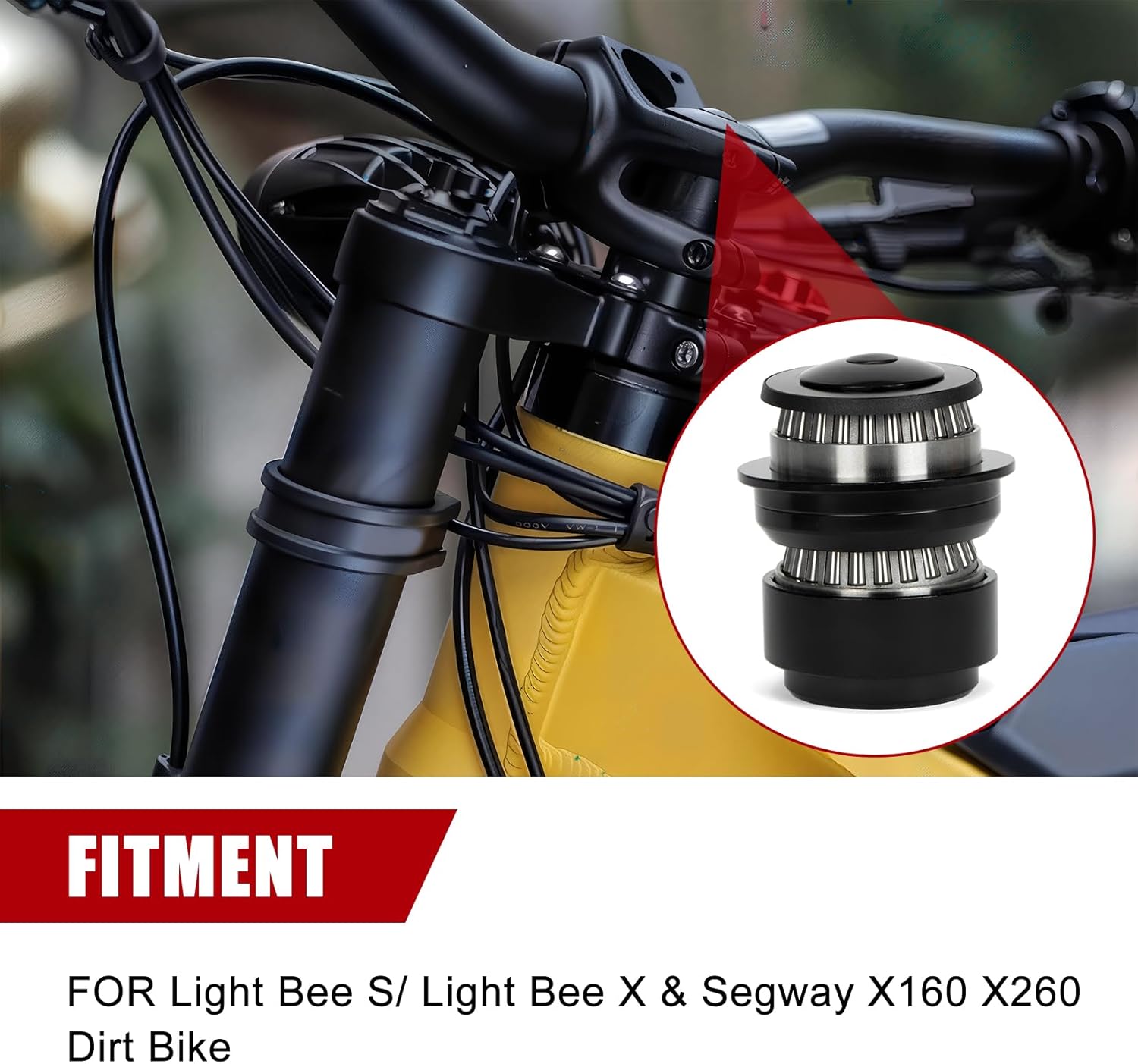 Tapered Roller Bearing Headset Kit Roller Headset Fork Bearing Kit - PSLER Pivot Bearing Assembly Fits for Light Bee X/S Segway X160 X260 Motorcycle Dirt Bike