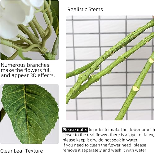 Miniatura 3 de 4 hortensias artificiales de 21 pulgadas de color azul sintético, flores de hortensias de seda de tacto real con tallos para novia, boda, fiesta,