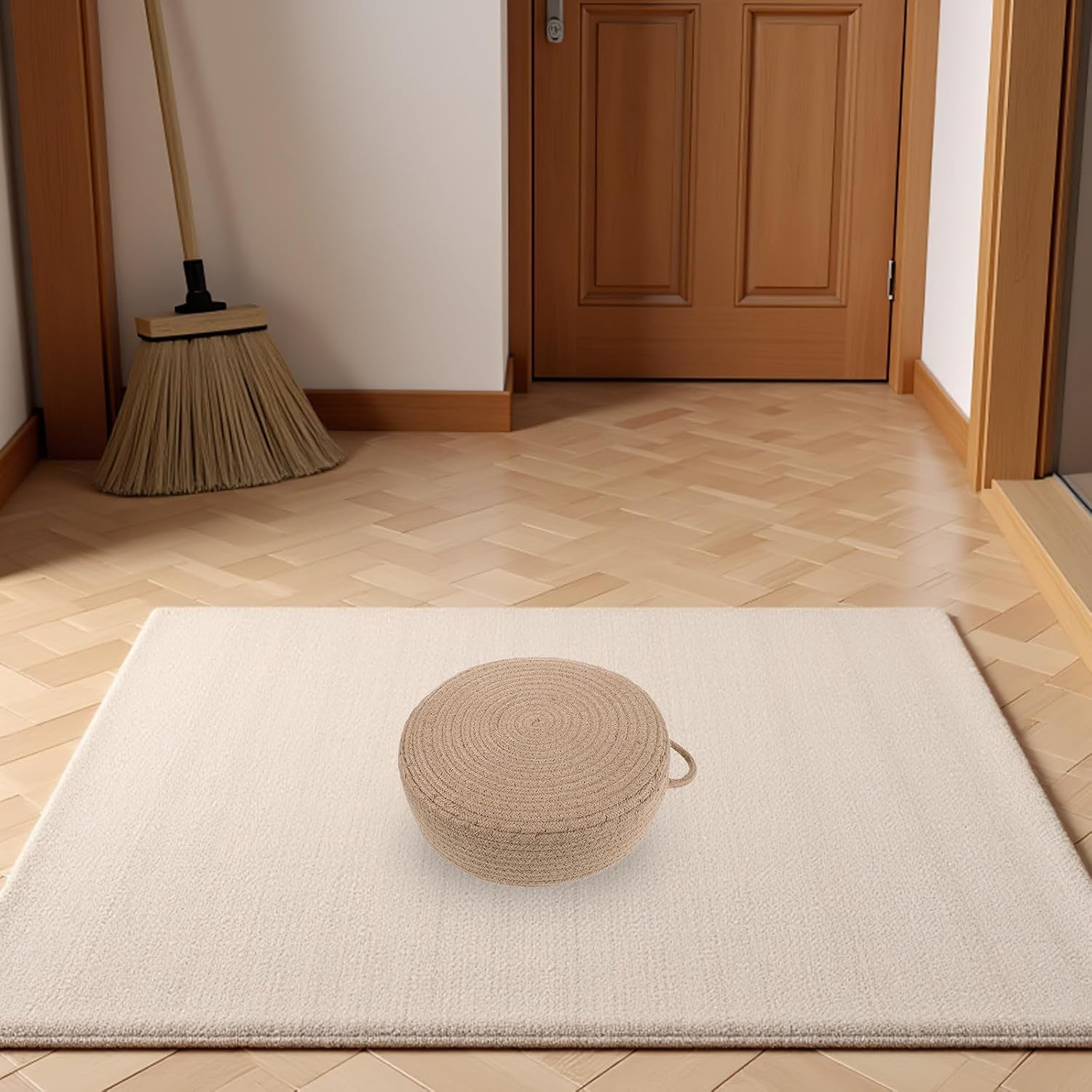 Operitacx Tatami Floor Pillow Sitting Cushion, Japanese Floor Cushion, Handwoven Meditation Mat, Round Natural Jute Prayer Mat for Meditation Tea Ceremony 11.8x4 inch