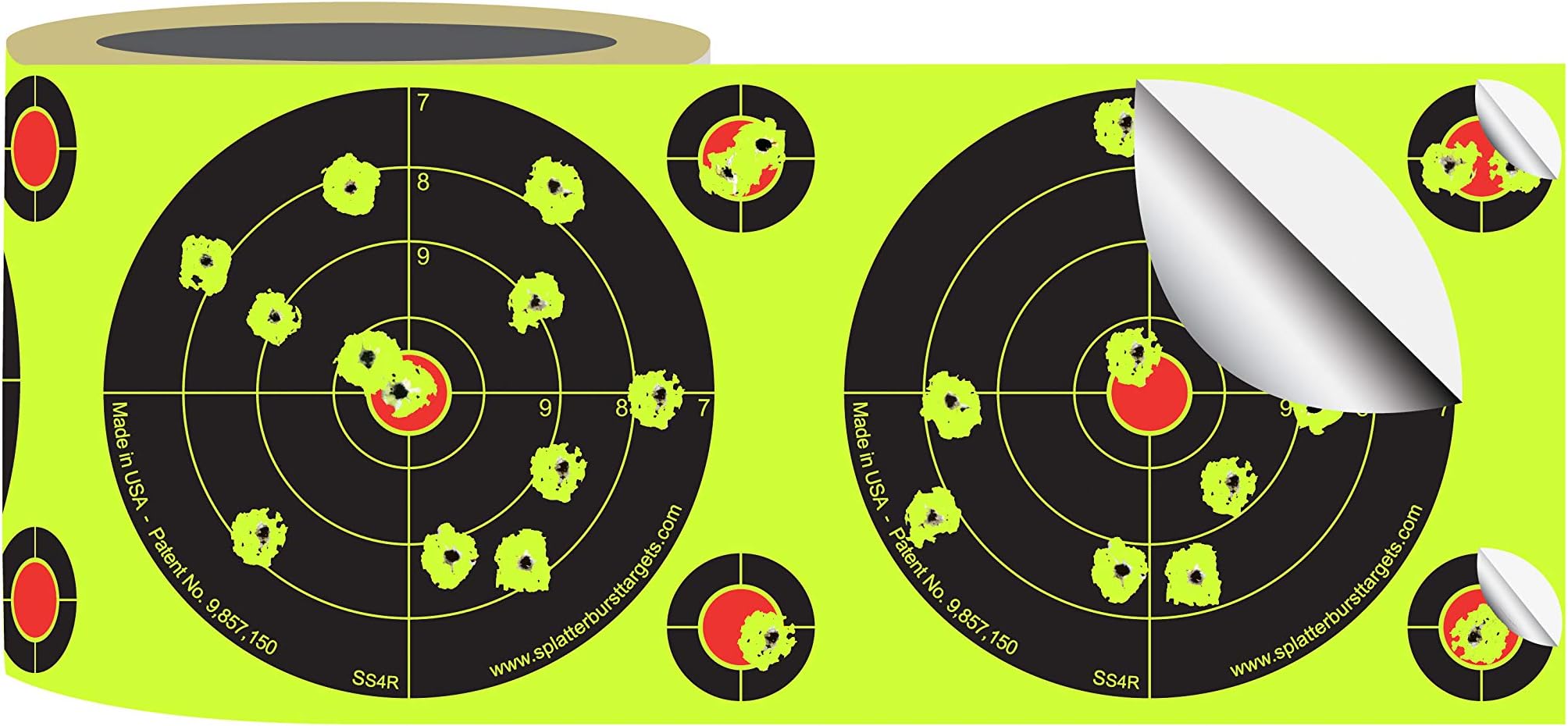 - Splatterburst Targets - Roll of (200) 4 Inch Stick & Splatter Self Adhesive Shooting Target Stickers - Gun - Rifle - Pistol - Airsoft - BB Gun - Pellet Gun - Air Rifle - Made in USA