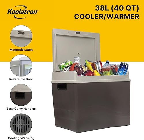 Miniatura 3 de Koolatron Enfriadorcalentador eléctrico de 12 V, refrigerador termoeléctrico de automóvil de 38 L (40 qt), puerta reversible, conexión de 12 voltios