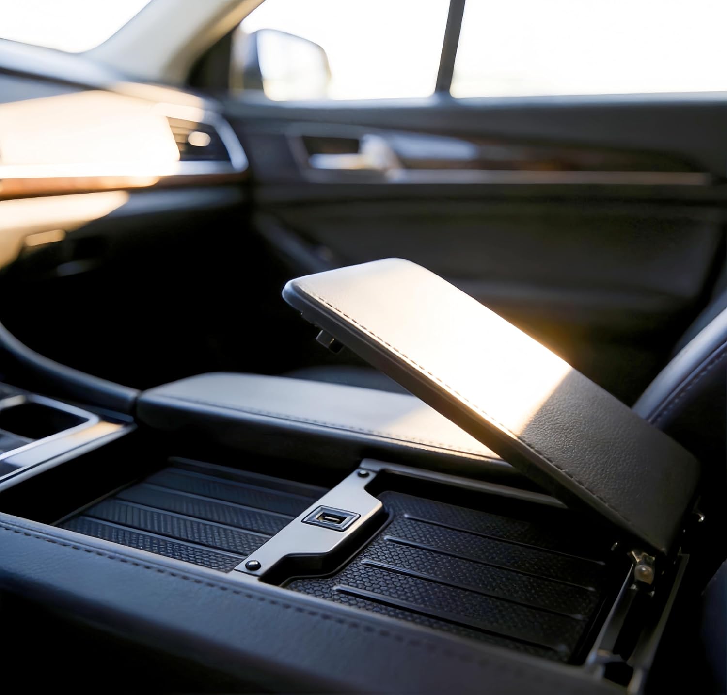 Center Console Tray Liner Compatible with 2022-2026 Tundra & 2023-2026 Sequoia Accessories Anti-Slip Hexagonal Black Silicone Material Center Console Organizer Protective Pad (for 1794)