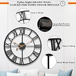 Pytha Sight Large Wall Clock,Wall Clocks for Home Decor,20 Inch Modern Decorative Farmhouse Black Silent Wall Clock Oversized with Roman Numerals for Home,Living Room,Office