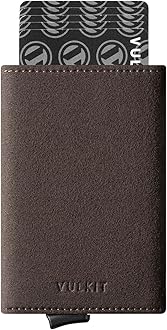 Credit Card Holder RFID Blocking Mens Leather Bifold Card Wallet Automatic Pop Up for 9 Cards with ID Window & Coin Pocket