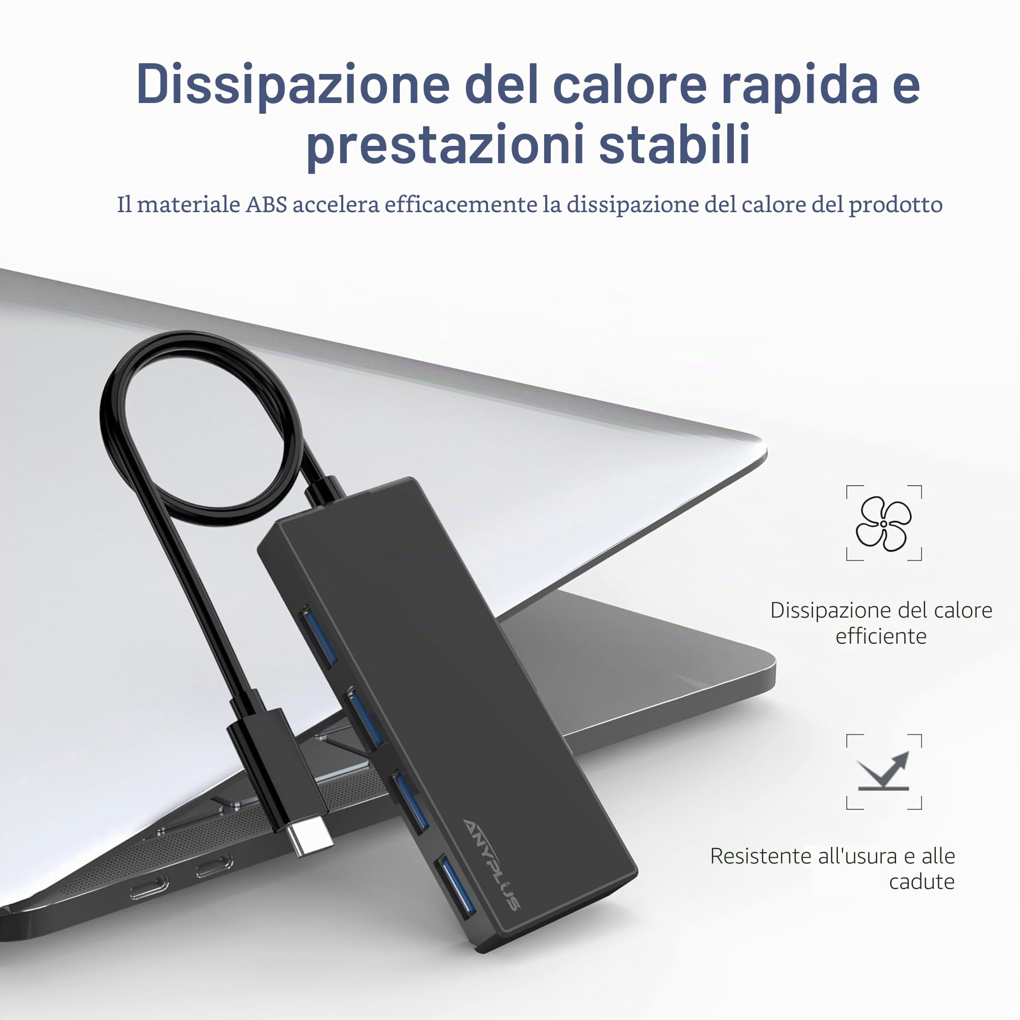 USB C Hub, 4 Ports USB 3.0 Hub Splitter with 5Gbps Data Transfer, USB C Splitter for Type C MacBook, Mac Pro, iMac, Surface, XPS, Flash Drive, Mobile HDD