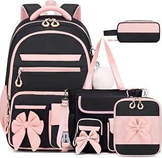 DIGOBAY Backpack for Girls, 4PCS Girls Backpack for School with Tote Bag Lunch Bag Pencil Case, Cute Kids Teens Bookbag for Kindergarten Elementary Preschool Middle School