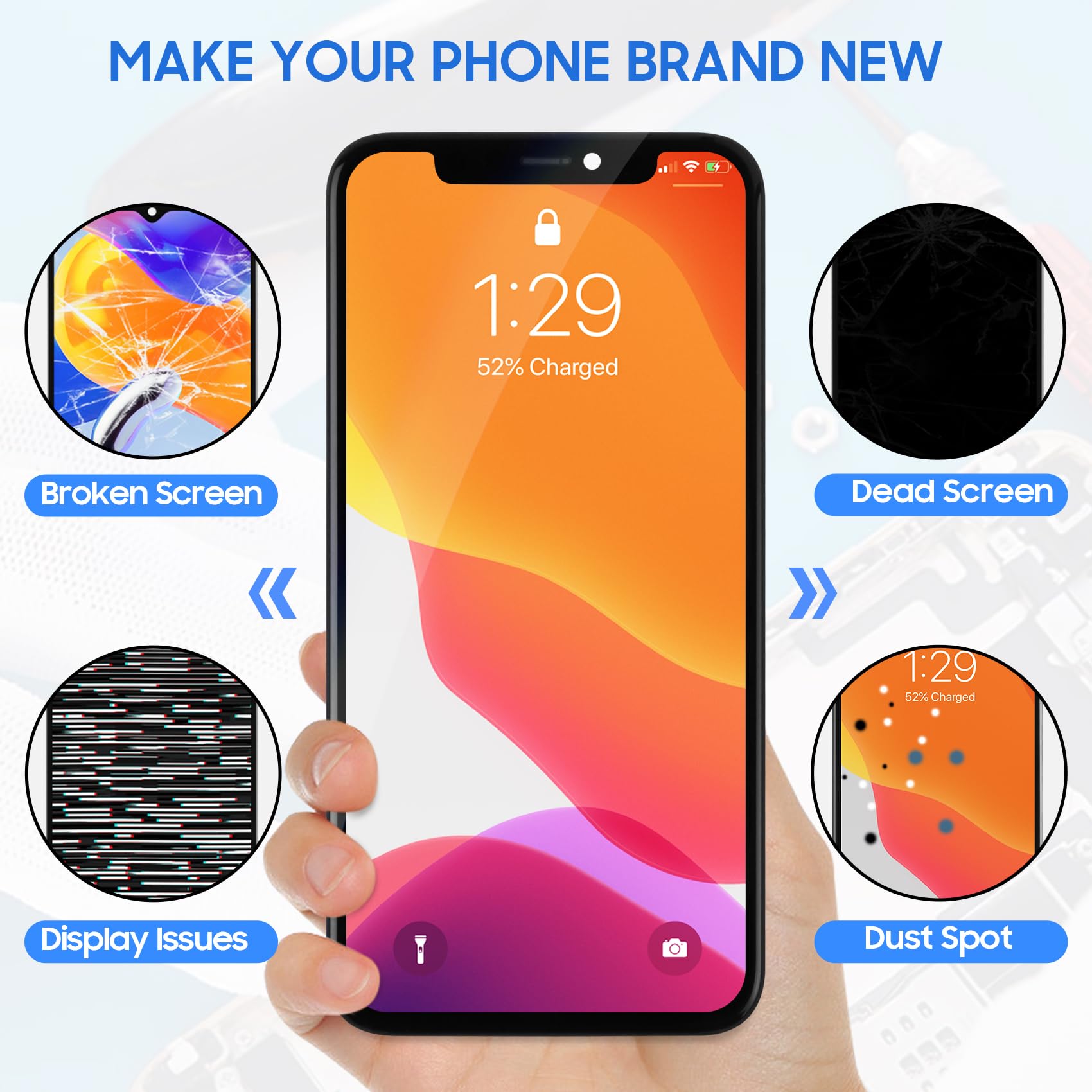 LADYSON per iPhone 11 PRO Sostituzione Schermo per iPhone 11 PRO LCD 11 PRO Display 3D Touch Screen Digitizer Assemblea Parti di Riparazione Kit A2160 A2217 A2215 5.8 Pollici INCELL Nero