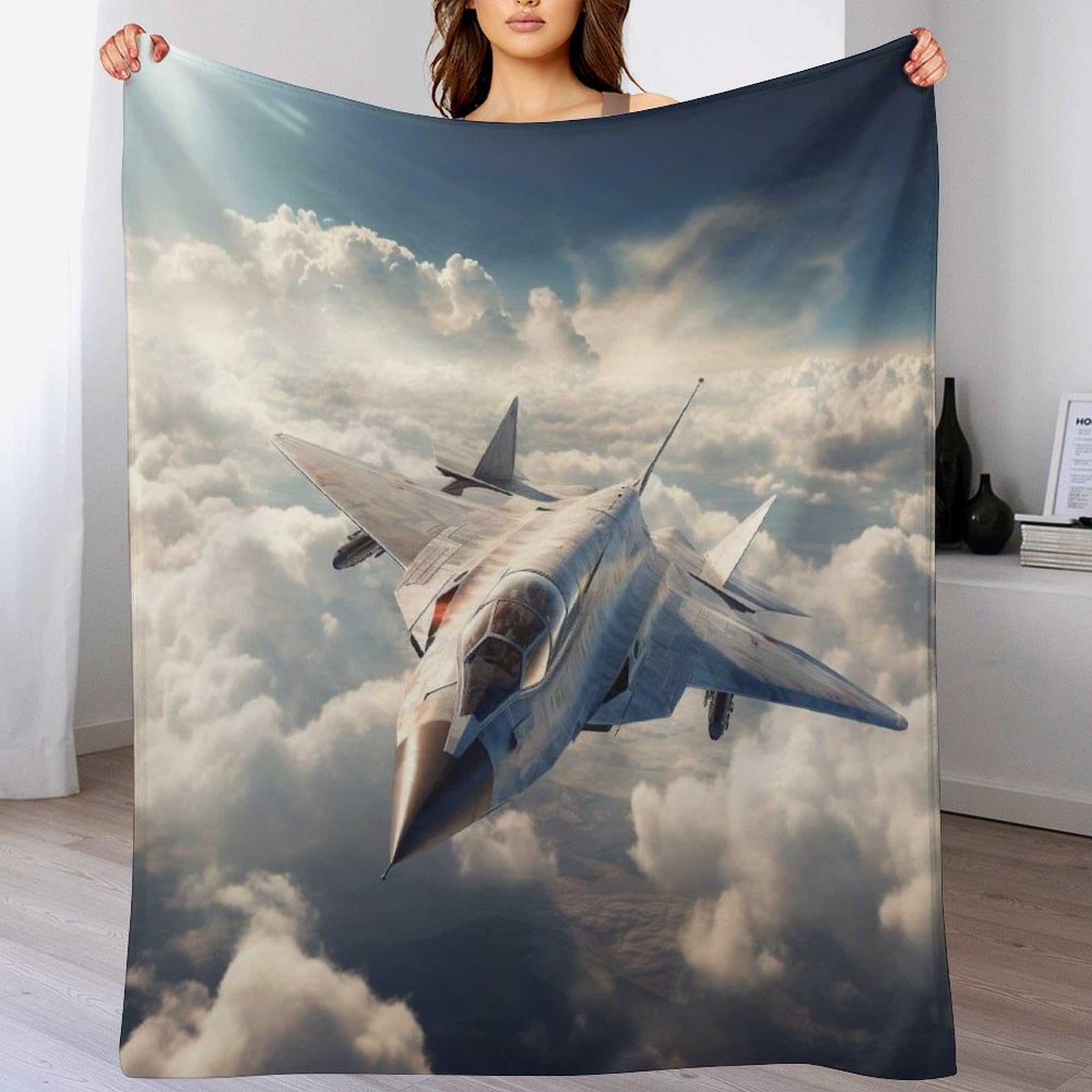 Couverture lit flanelle avion fighter de qualité supérieure 130×180cm