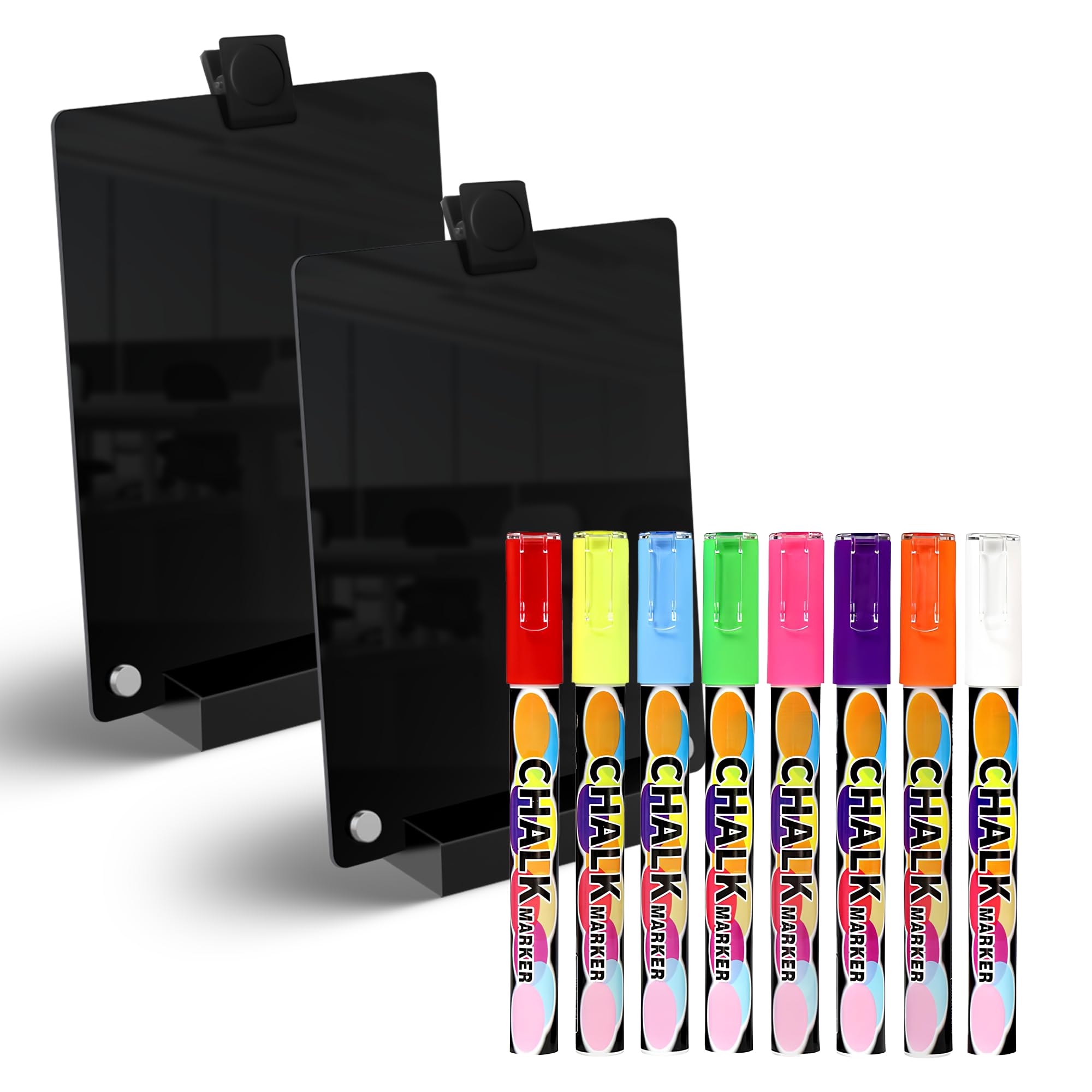 2PCS 6 x 8 inch Magnetic Desktop Dry Erase Board with 8 Colors Liquid Chalk Markers for Office Bar Kitchen Fridge