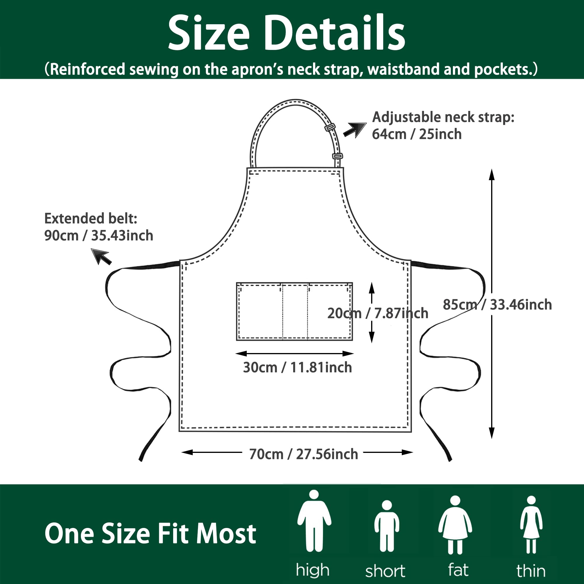 umboom 3 Pack Green Chef Apron - Image 2