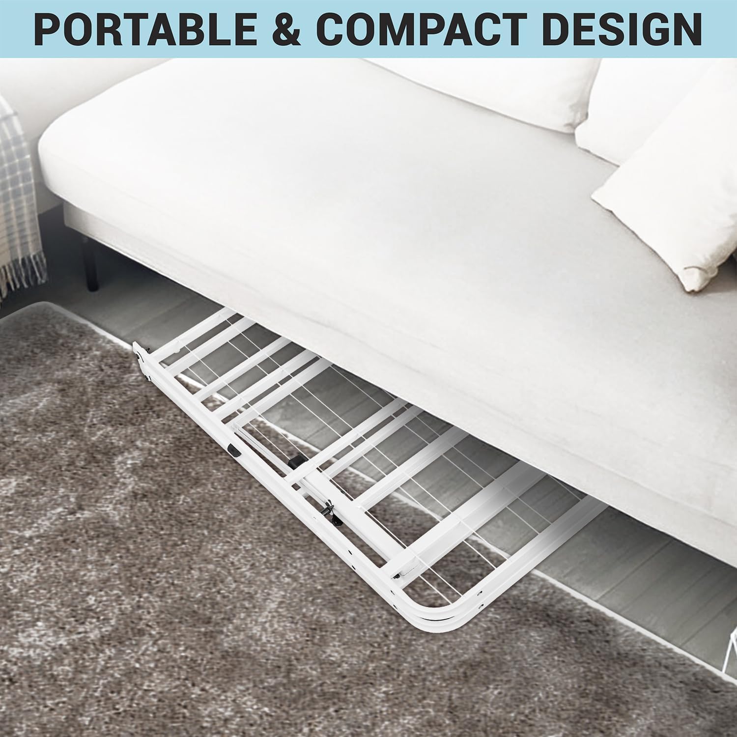 idealBase 14" Foldable Metal Platform Bed Frame White/Twin