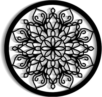 MAX WOODY Black Sacred Geometry Wall Art Mandala Wall Decor Medium Mandala Art Zen Wall Art Chakra Grids 11.6" W x 11.6" H/29.5x29.5 cm