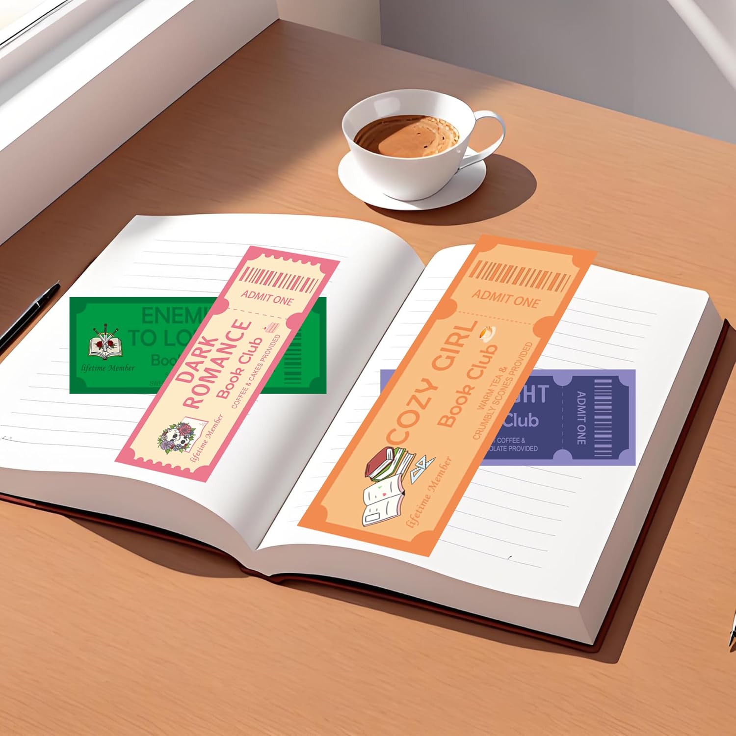 120Pcs Funny Book Club Ticket Bookmark Colorful Book Club Bookmarks Cowboy Romance Dark Romance Designed Page Marker Bookish Gifts Page Clip for Women Men Lover - Image 3