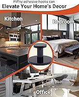 Vista 5 de Ganchos adhesivos redondos para colgar toallas, ropa, llaves y batas en el baño, ducha, armario, cocina y en puertas, armarios y muchos otros