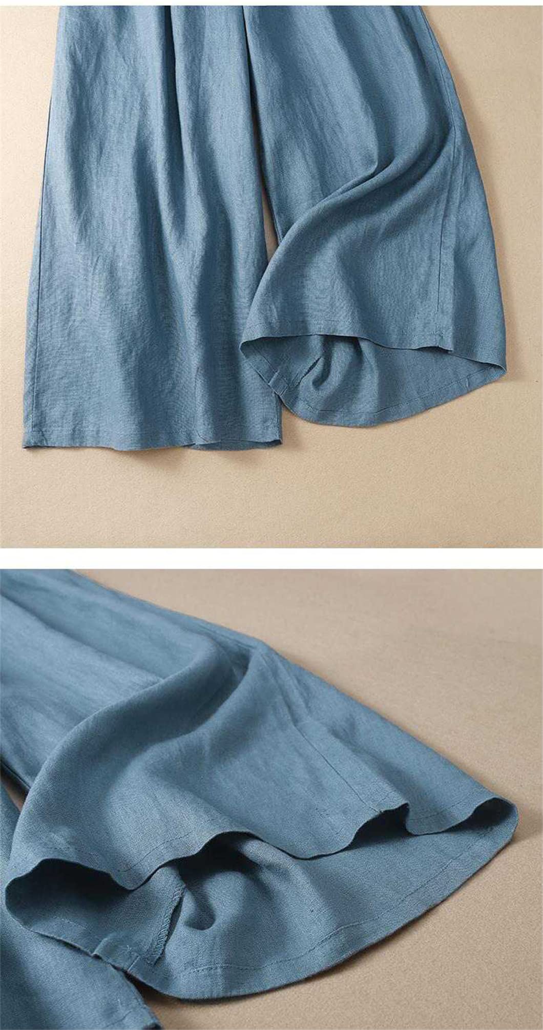 Pantaloni da donna Estate Solido Morbido Gamba Larga Cotone Lino Pantaloni Casual Allentati